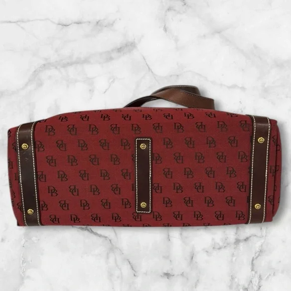 Dooney & Bourke Red Monogram Canvas Tote Bag - Picture 6 of 14